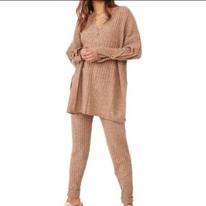 NWOT FREE PEOPLE around the clock knit sweater and pant set